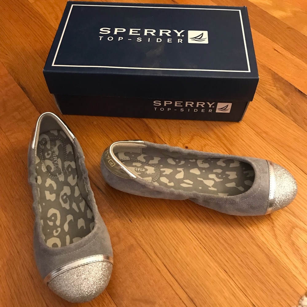 Sperry Top-sider Grey Suede/Glitter Flats